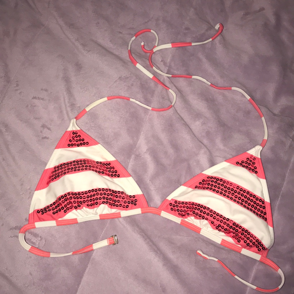 Sequin String Bikini Top